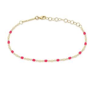 NEW ZOË CHICCO women's tube bar chain bracelet in pink enamel